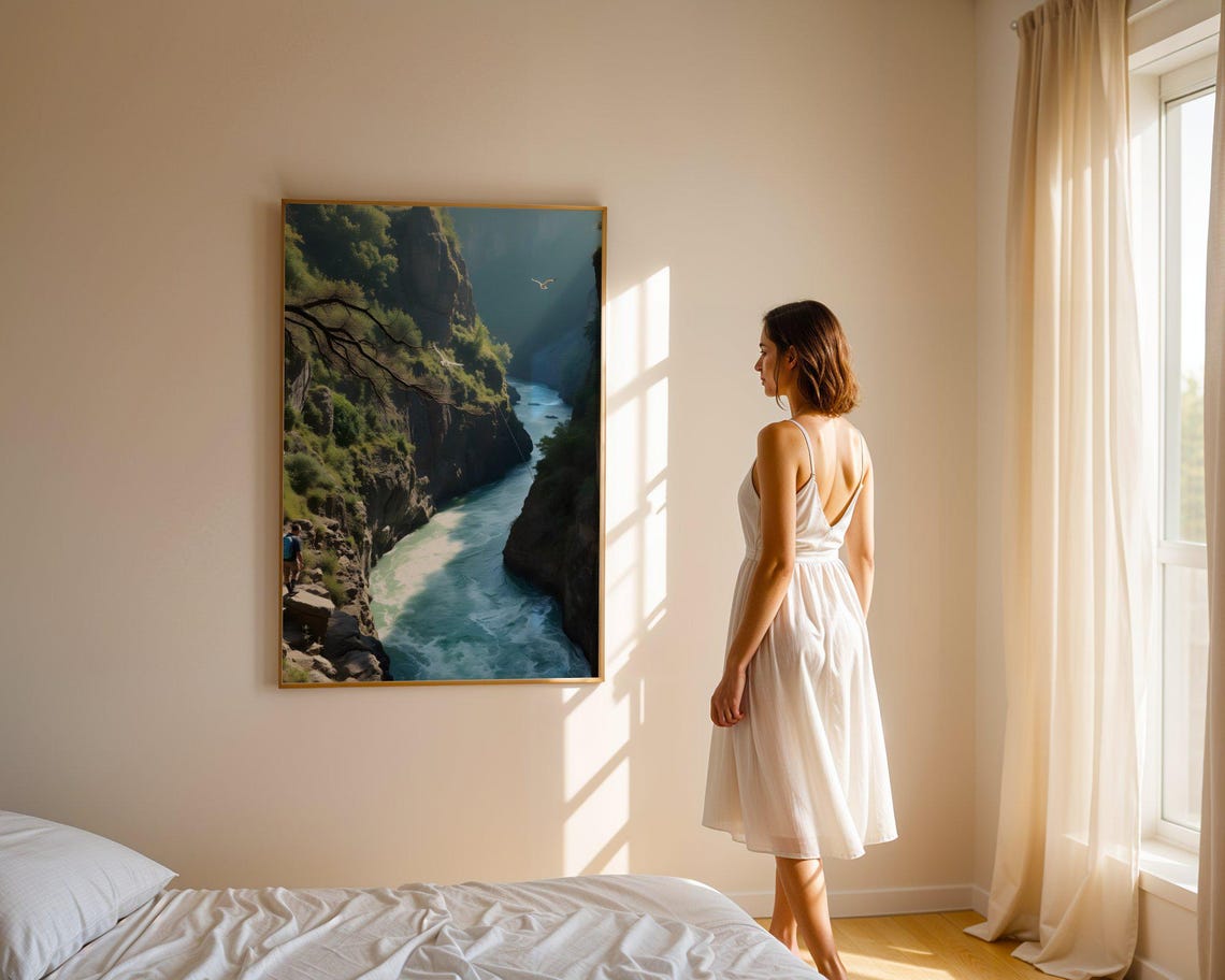 Turquoise River Flowing Through a Deep Green Canyon Gorge Poster - Image 2