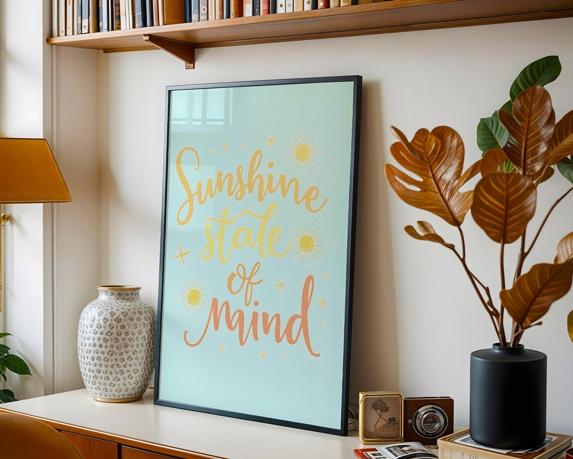 Sunshine State of Mind Yellow Quote Blue Sky Motivational Poster - Image 5