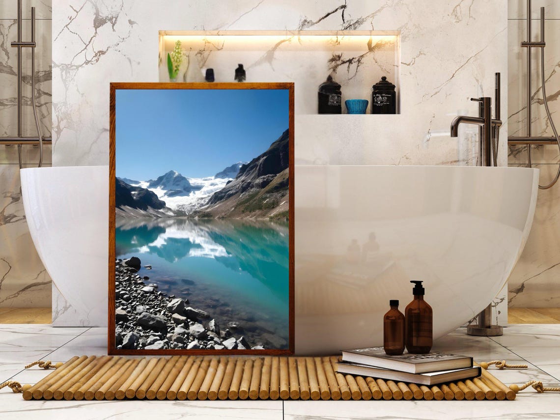 Stunning Mountain Lake Reflection Wall Art Scenic Nature Photography Serene Lake And Snowy Mountains Poster Tranquil Landscape Print - Image 4
