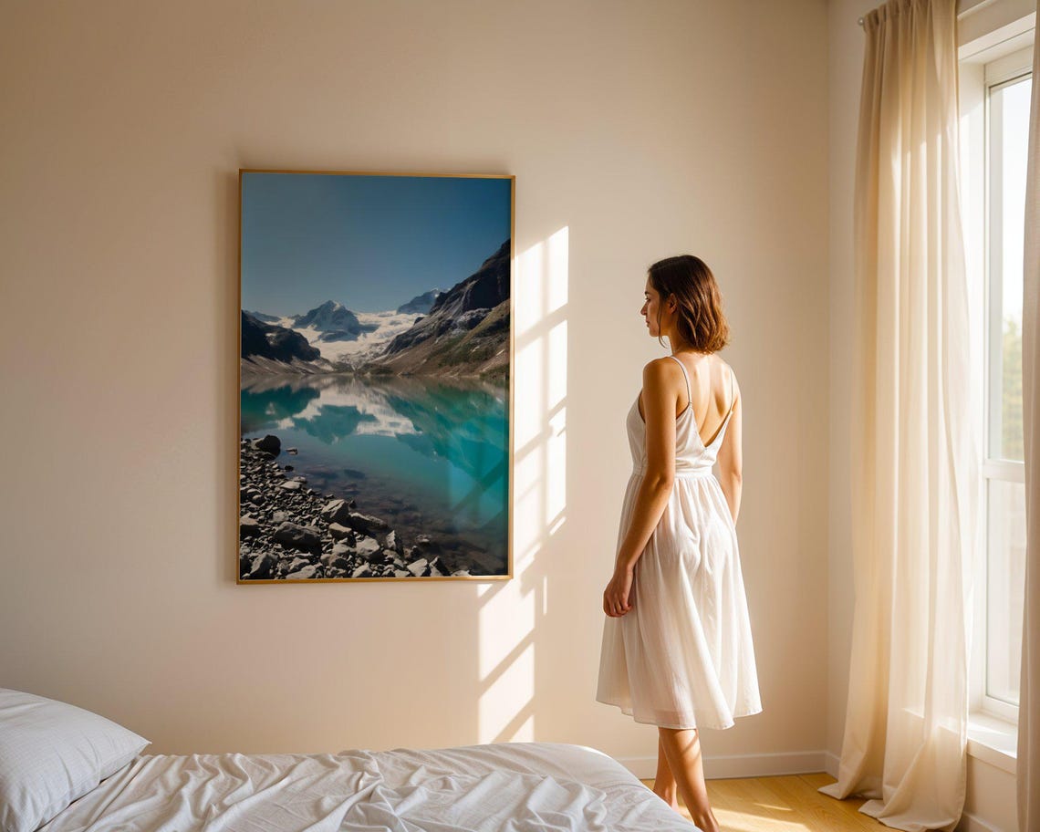 Stunning Mountain Lake Reflection Wall Art Scenic Nature Photography Serene Lake And Snowy Mountains Poster Tranquil Landscape Print - Image 2