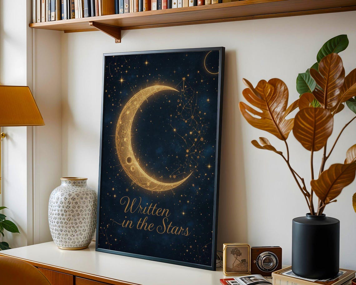 Written In The Stars Print Moon And Star Constellation Wall Art Celestial Home Decor Astrology Art - Image 3