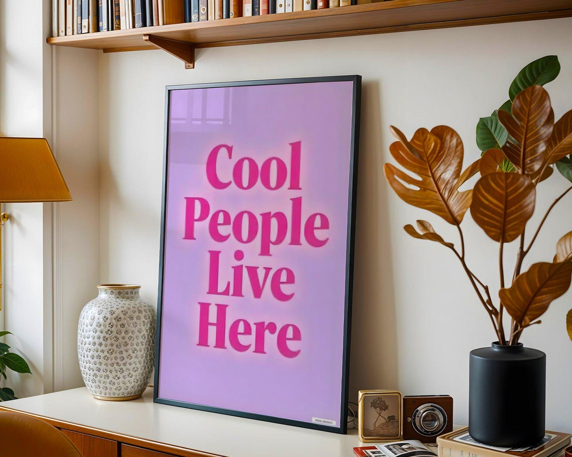 Cool People Live Here Pink Neon Typography Fun Statement Poster - Image 5