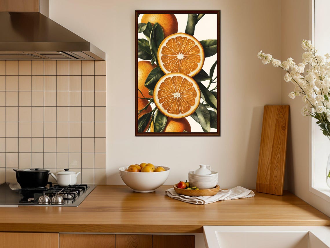 Vintage Orange Botanical Illustration Citrus Fruit Kitchen Poster - Image 4