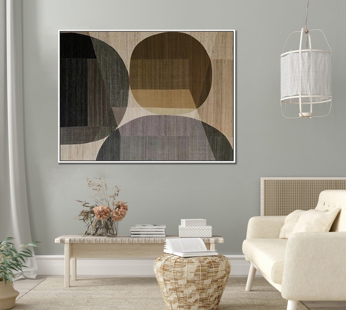 Overlapping Black Brown Gray Circles Textured Geometric Poster - Image 3