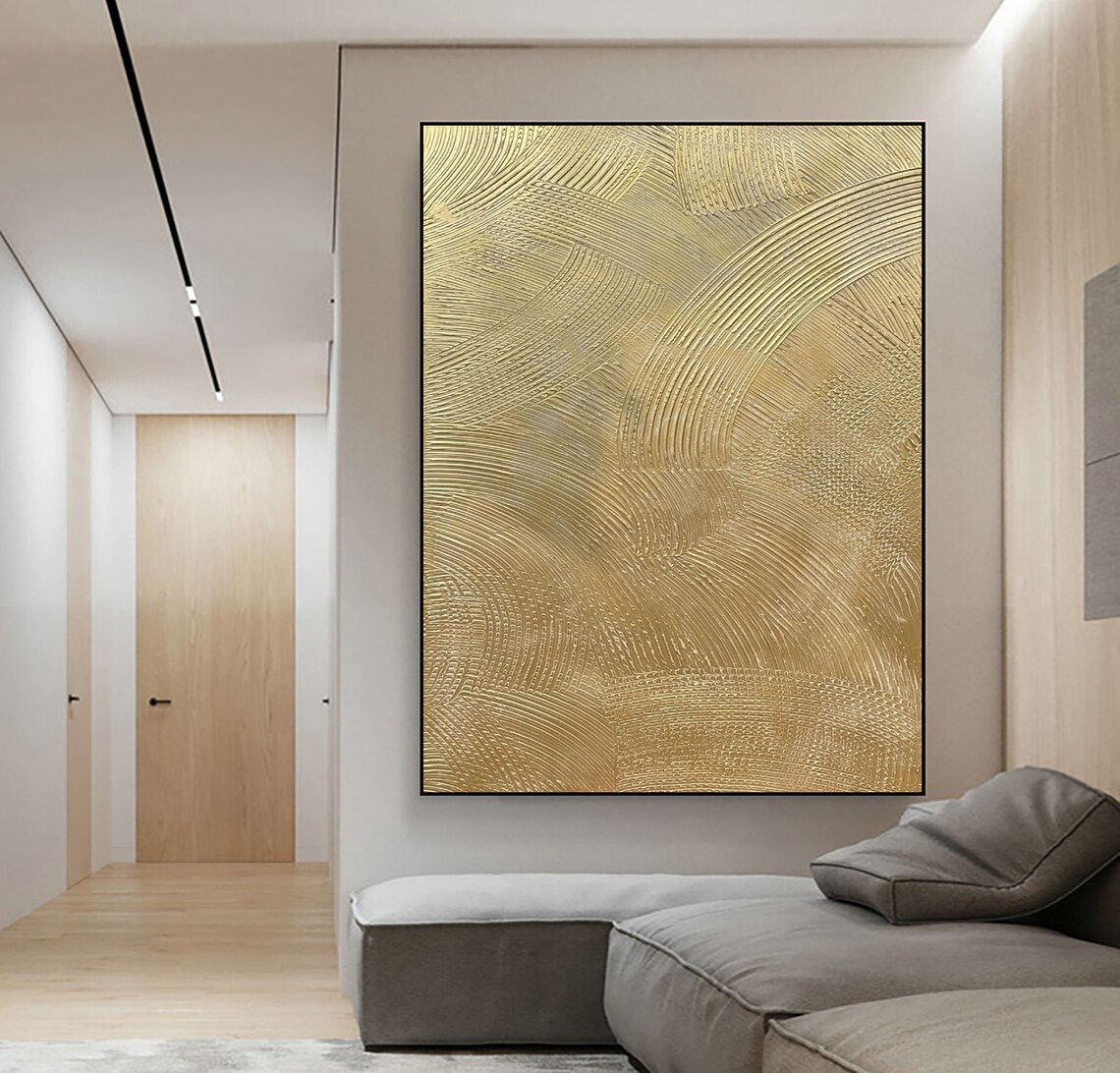 Gold Textured Engraved Swirl Glam Luxury Abstract Art Poster - Image 2