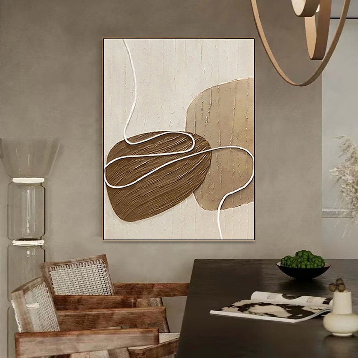 White And Beige Minimalist Wall Art Wabi Sabi Wall Art Oversize Minimalist Painting On Neutral Textured Painting Brown Wall Decor - Image 2