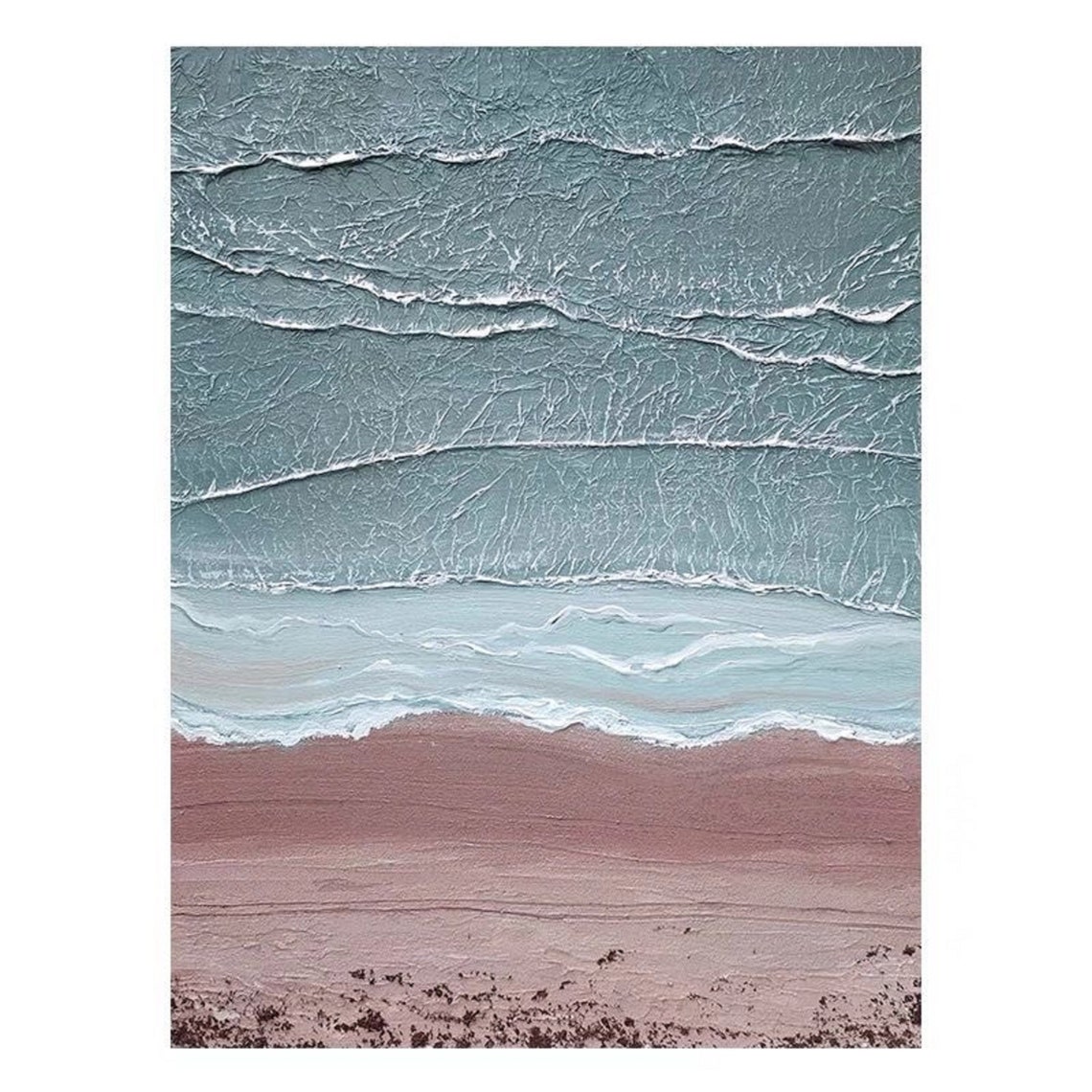 Textured Ocean Waves Over Rose Tinted Sand Coastal Art Poster - Image 4