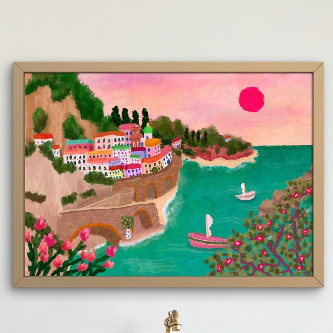 Amalfi Coast - Minimalist Beach Art Print