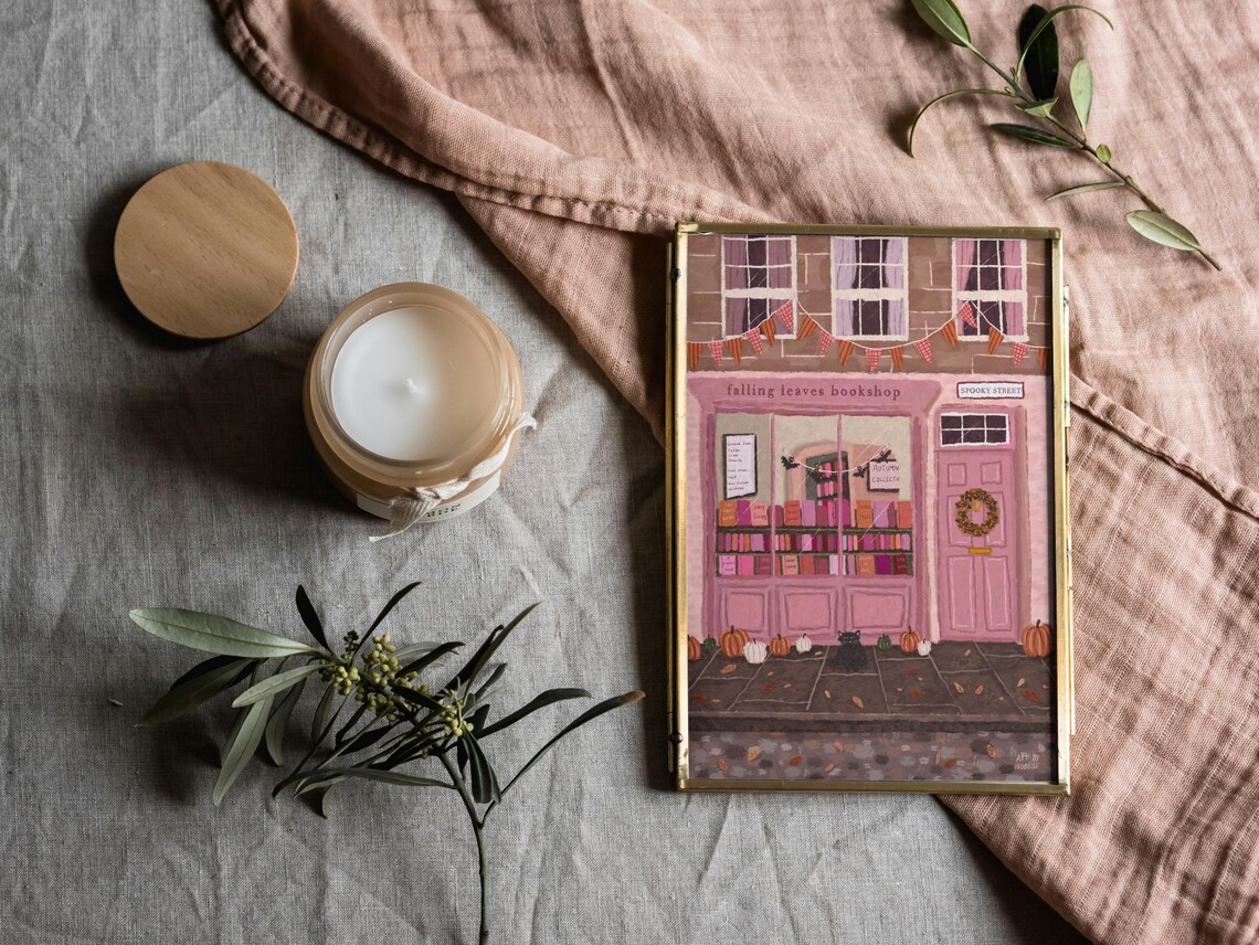 Book Shop Print, Autumn Halloween Wall Art Print - Image 2
