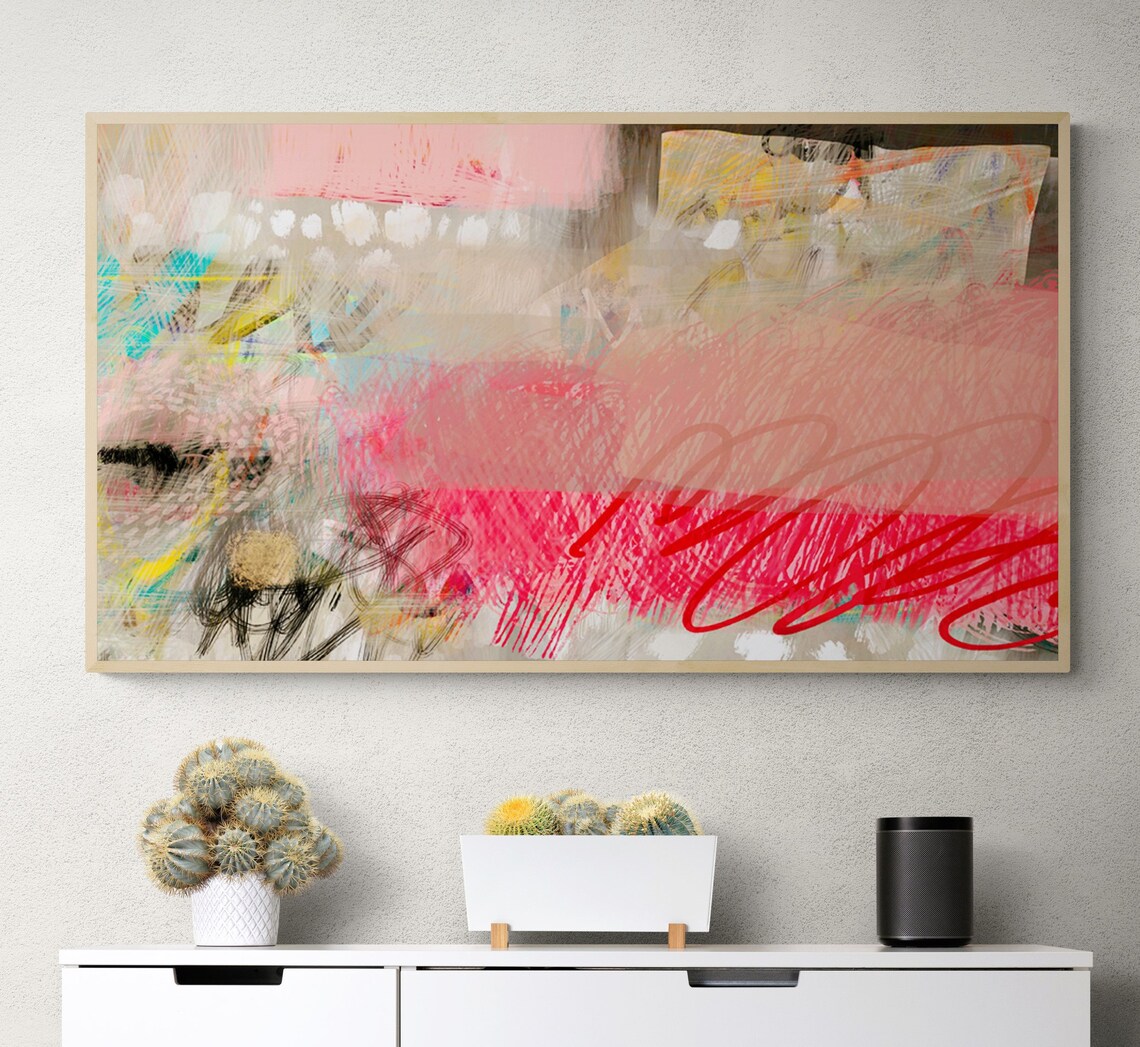 Pink Beige Abstract Art for TV Display, Art Print - Image 3