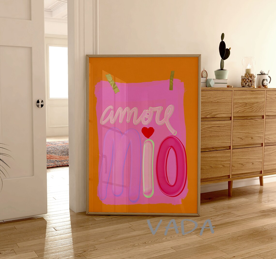 Amore Mio Trendy Quote Art Print, Colorful Wall Art - Image 2