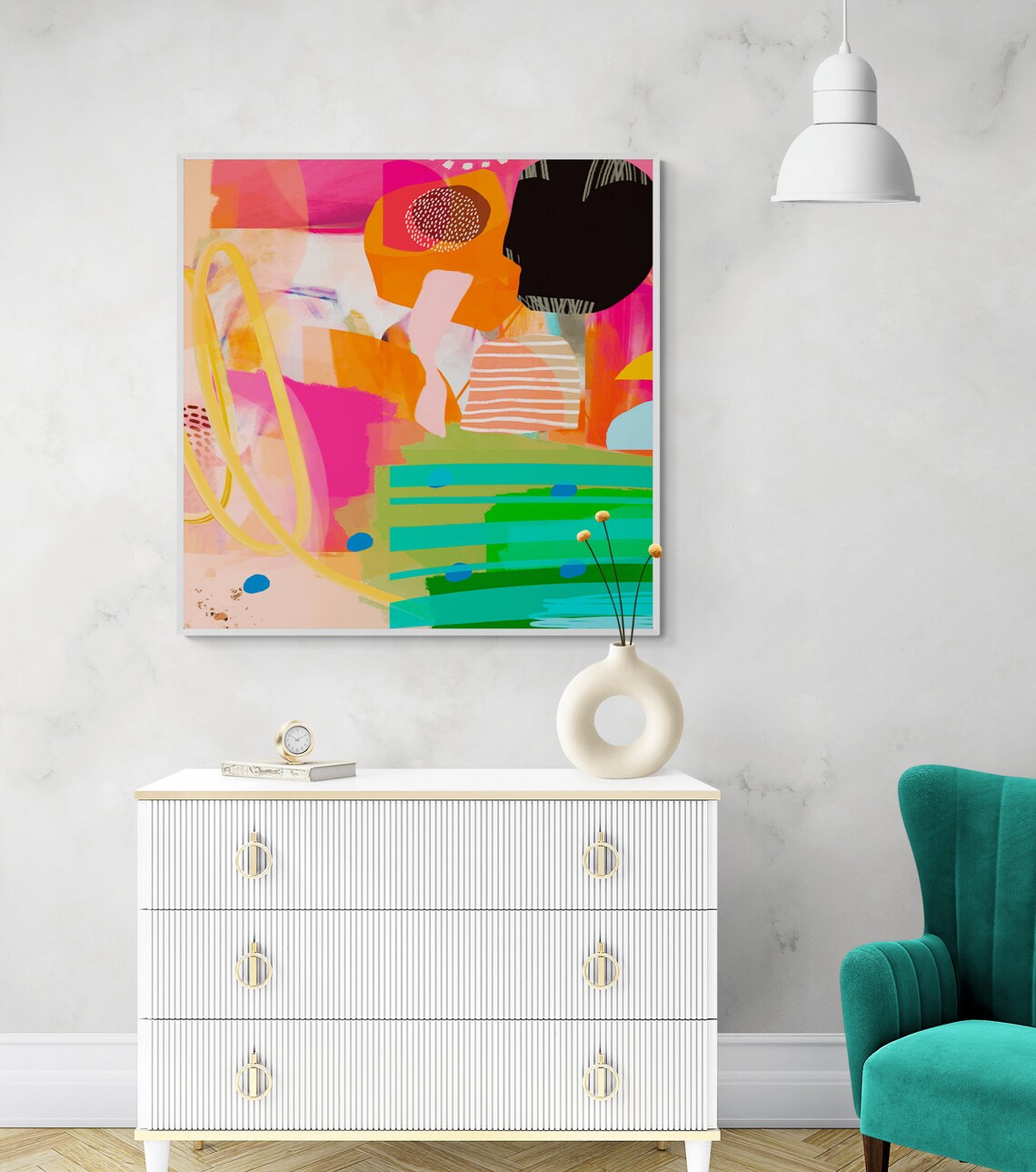 Abstract Green Orange Art Print, Modern Decor - Image 5