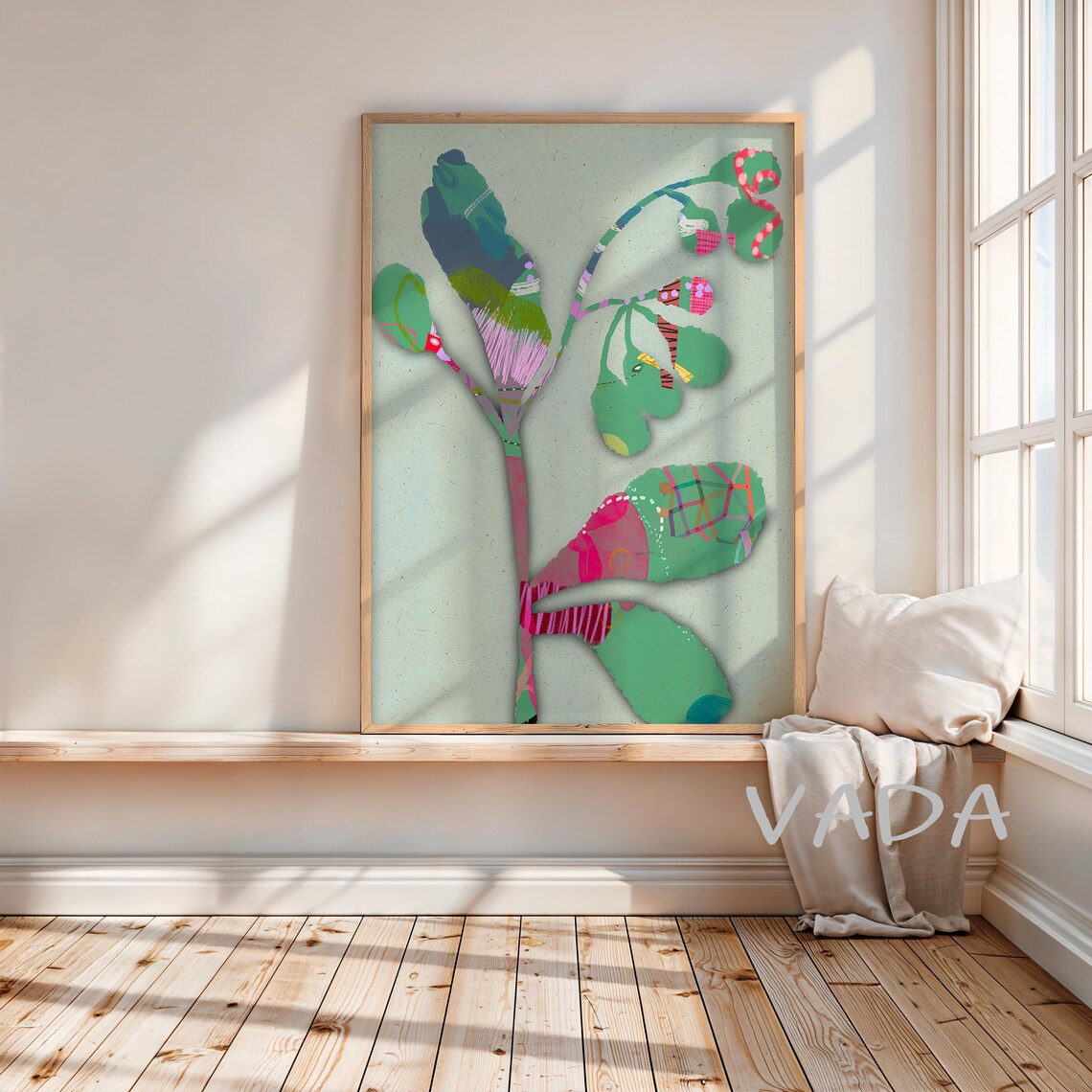 Abstract Botanical Floral Green Art Print, Modern - Image 2