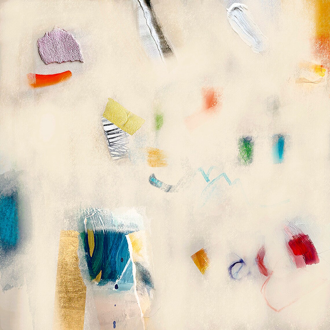 Abstract Art Print, Beige Cream and Multicolor - Image 3