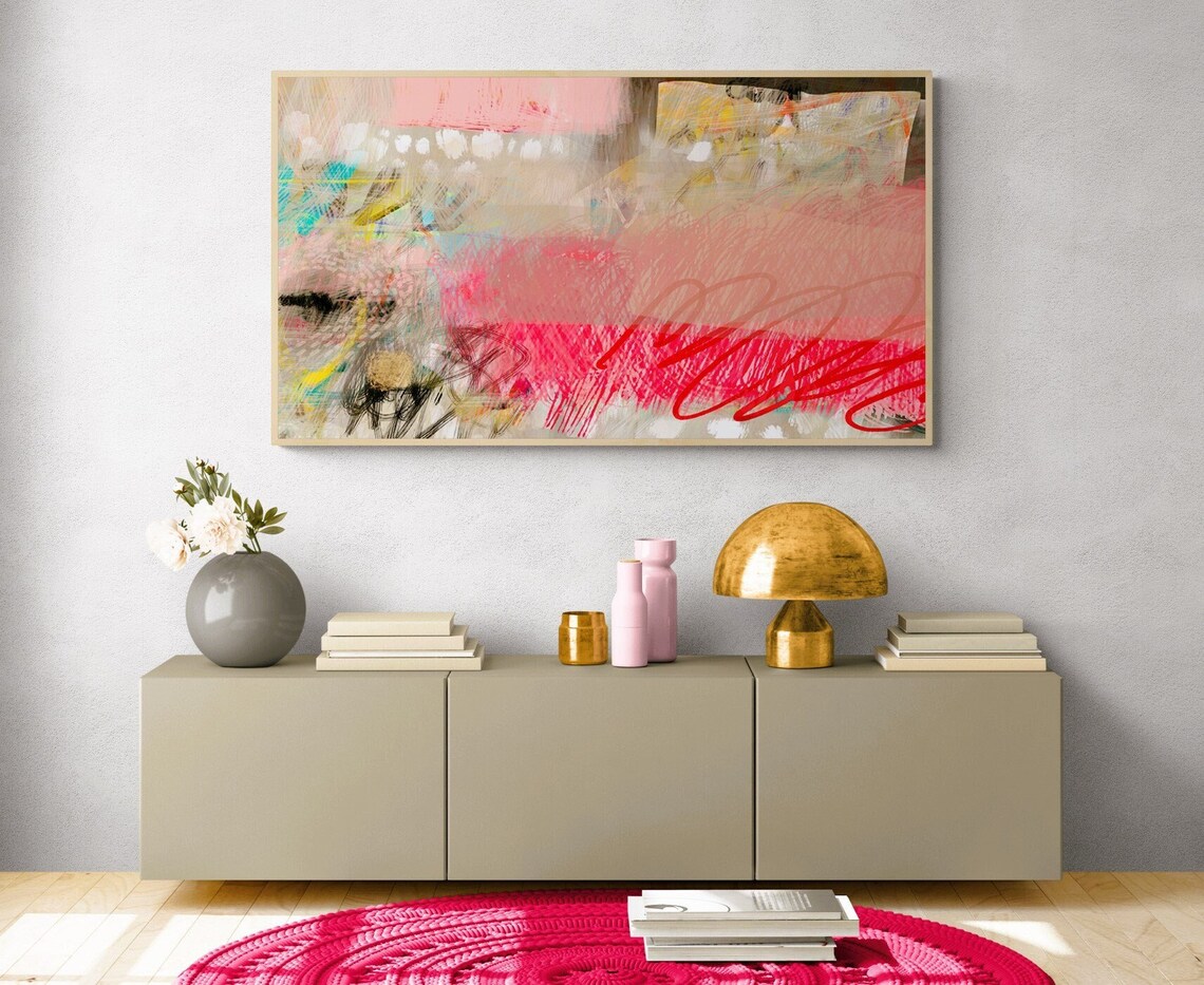 Pink Beige Abstract Art for TV Display, Art Print - Image 6