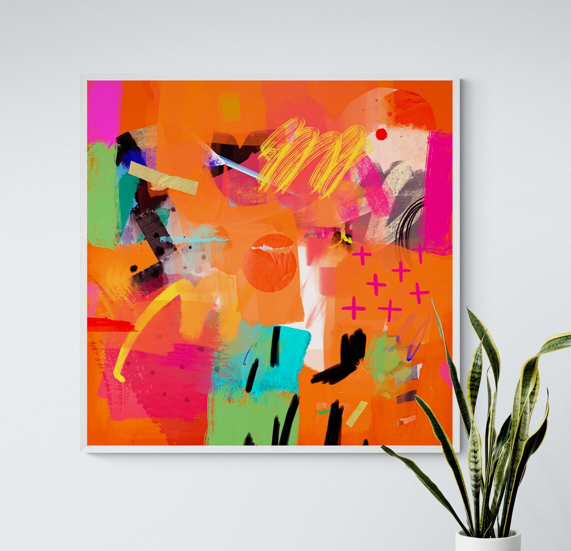 Bright Orange Abstract Painting, Office Wall Art Print - Image 5
