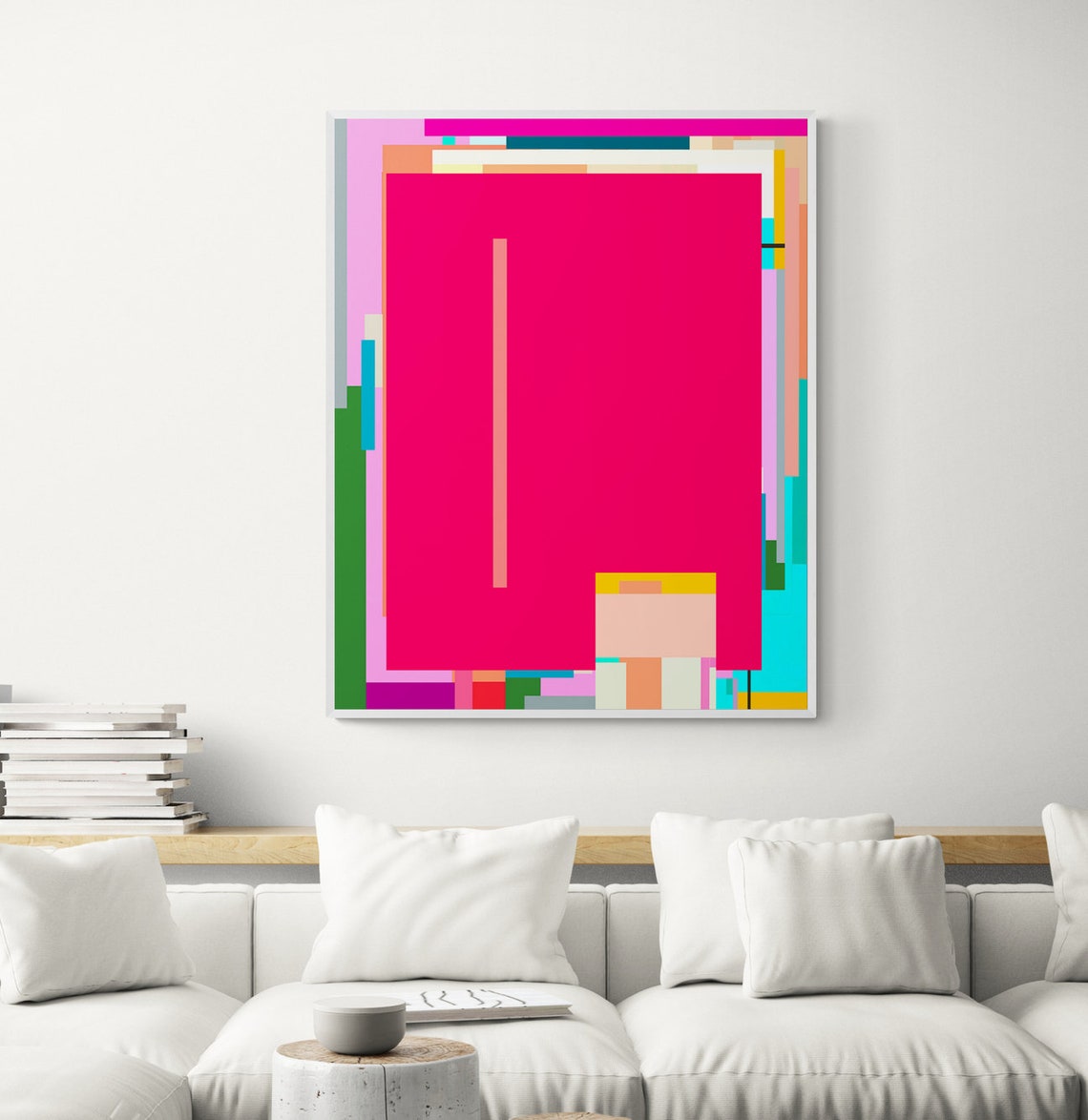 Colorful Abstract Art Bright Geometric Magenta Abstract Painting Wall Art Modern Instant Wall Decor - Image 4
