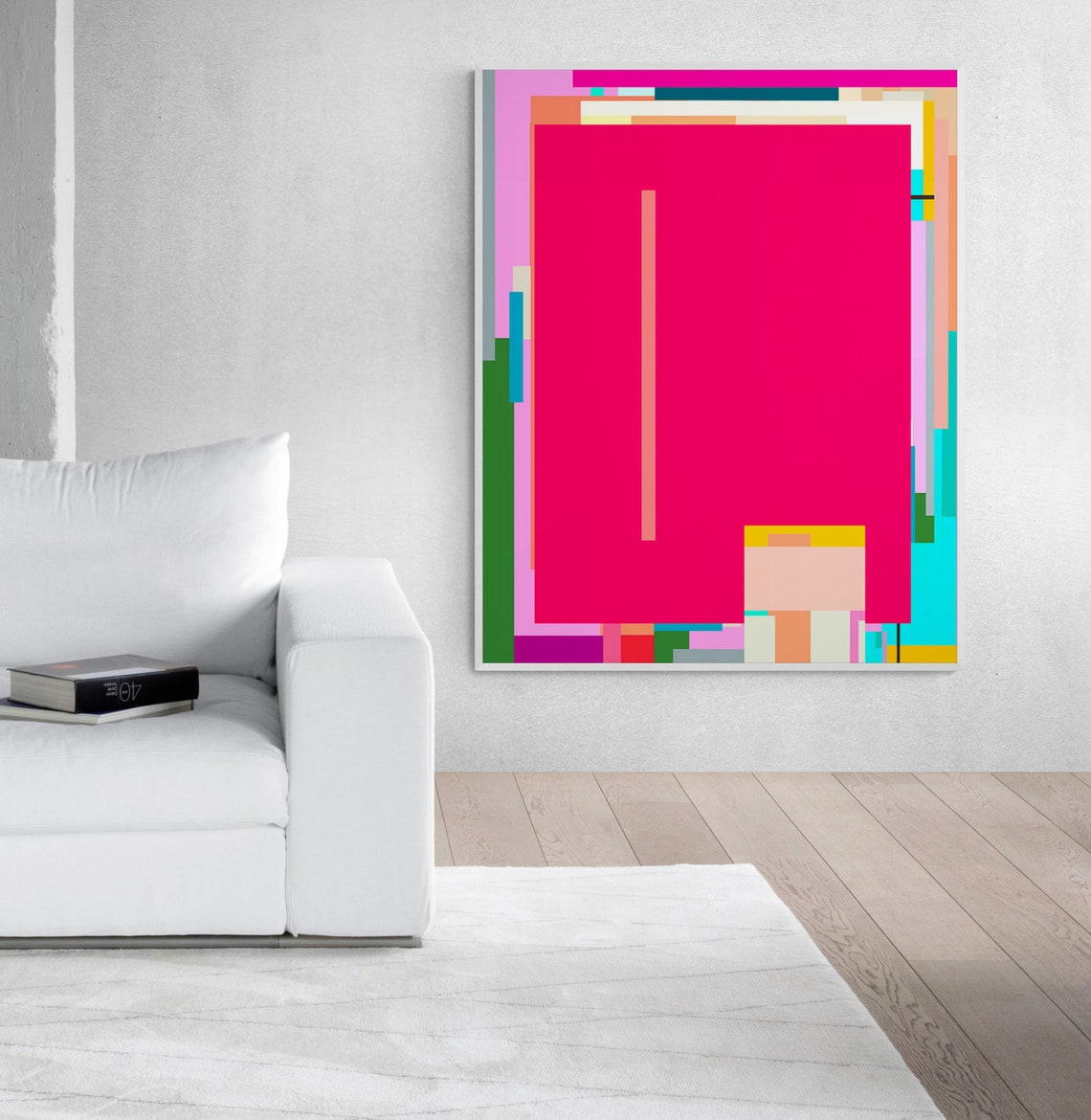 Colorful Abstract Art Bright Geometric Magenta Abstract Painting Wall Art Modern Instant Wall Decor - Image 5