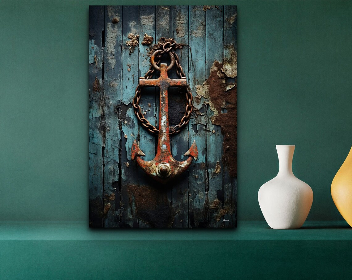 Rusty Anchor Nautical Wall Art, Boathouse Decor