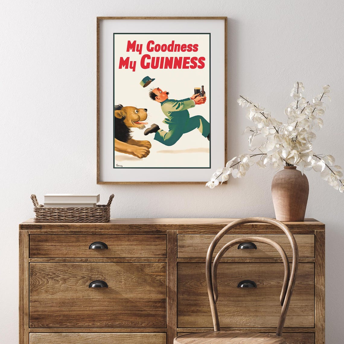 Guinness My Goodness Playful Lion Vintage Beer Advertisement Poster - Image 2