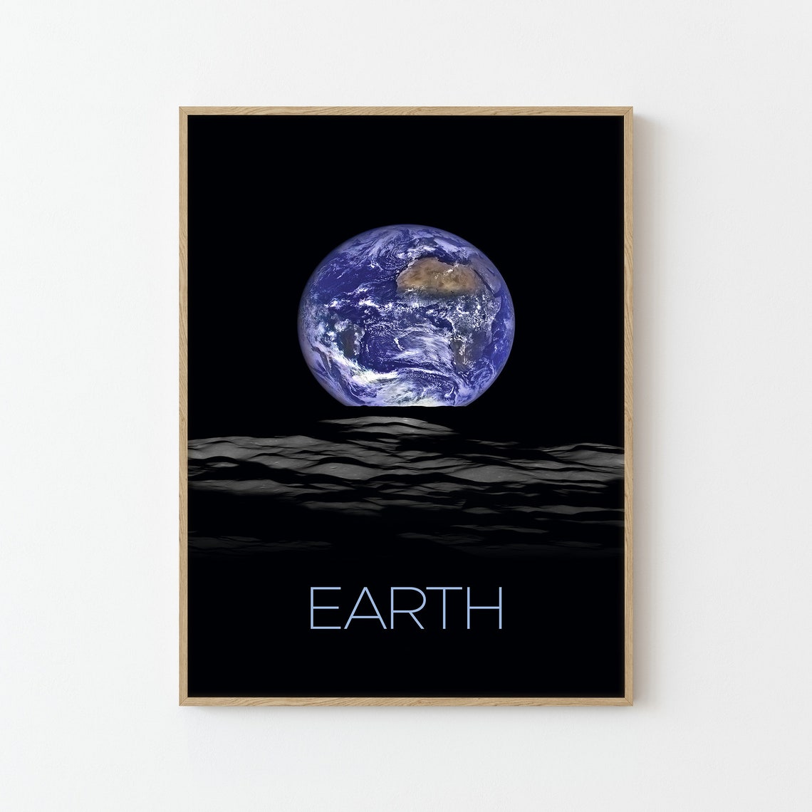 Earth From Space Earthrise Moon Surface NASA Style Photo Print