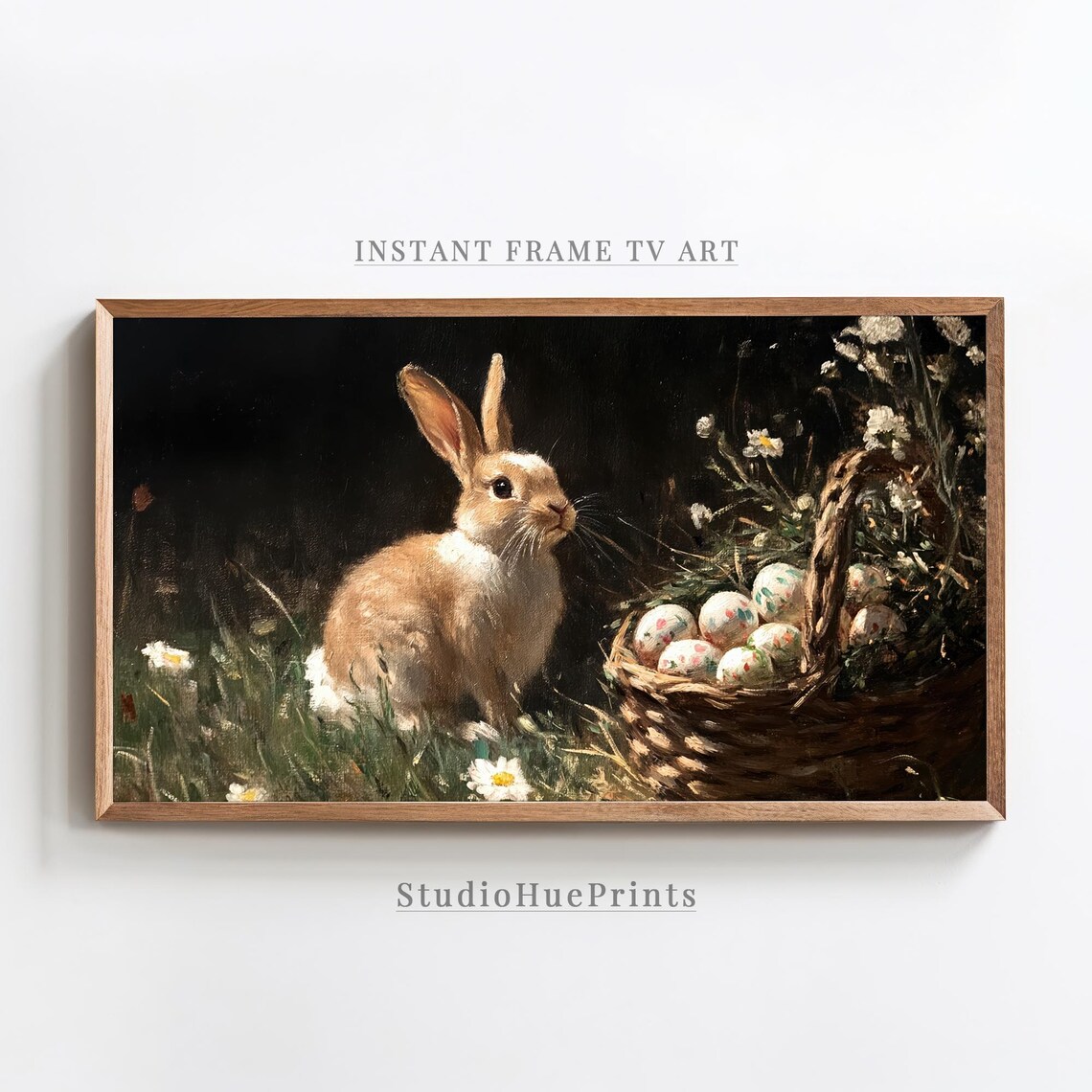 Vintage Easter Bunny Art Print, Spring Rabbit Nursery