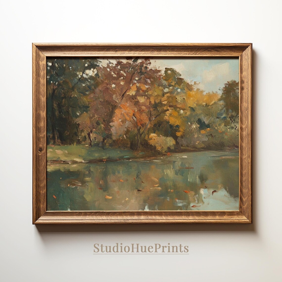 Vintage Landscape Oil Painting, Rustic Autumn Landscape