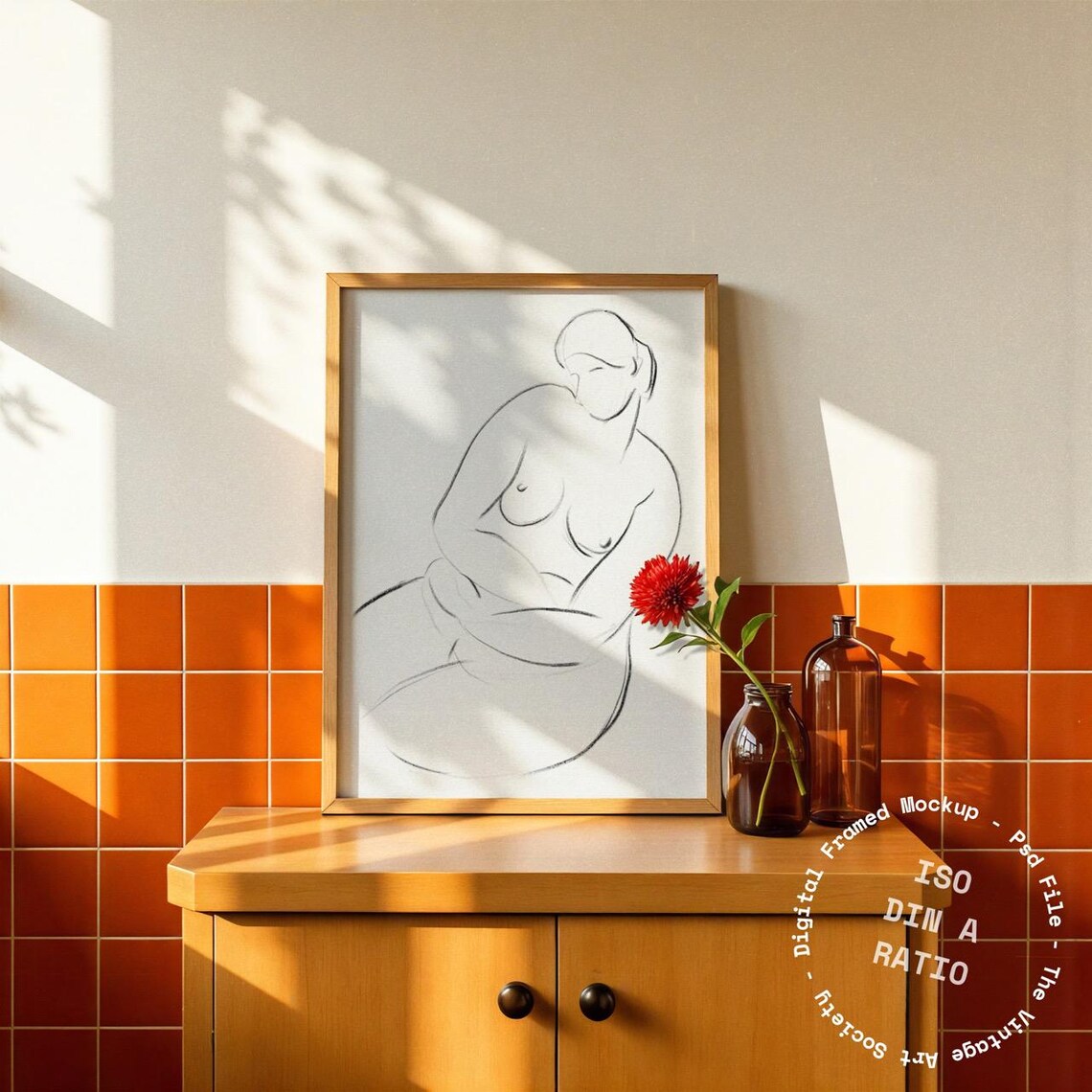 Bathroom Frame Wall Art Mockup, Vintage Retro Poster - Image 3