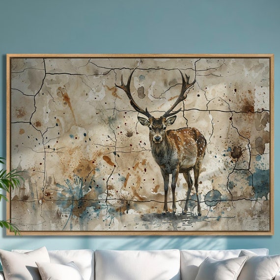 Majestic Stag Watercolor Art Print, Rustic Farmhouse