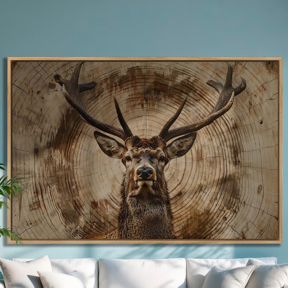 Vintage Deer Wall Art Print, Rustic Farmhouse Decor