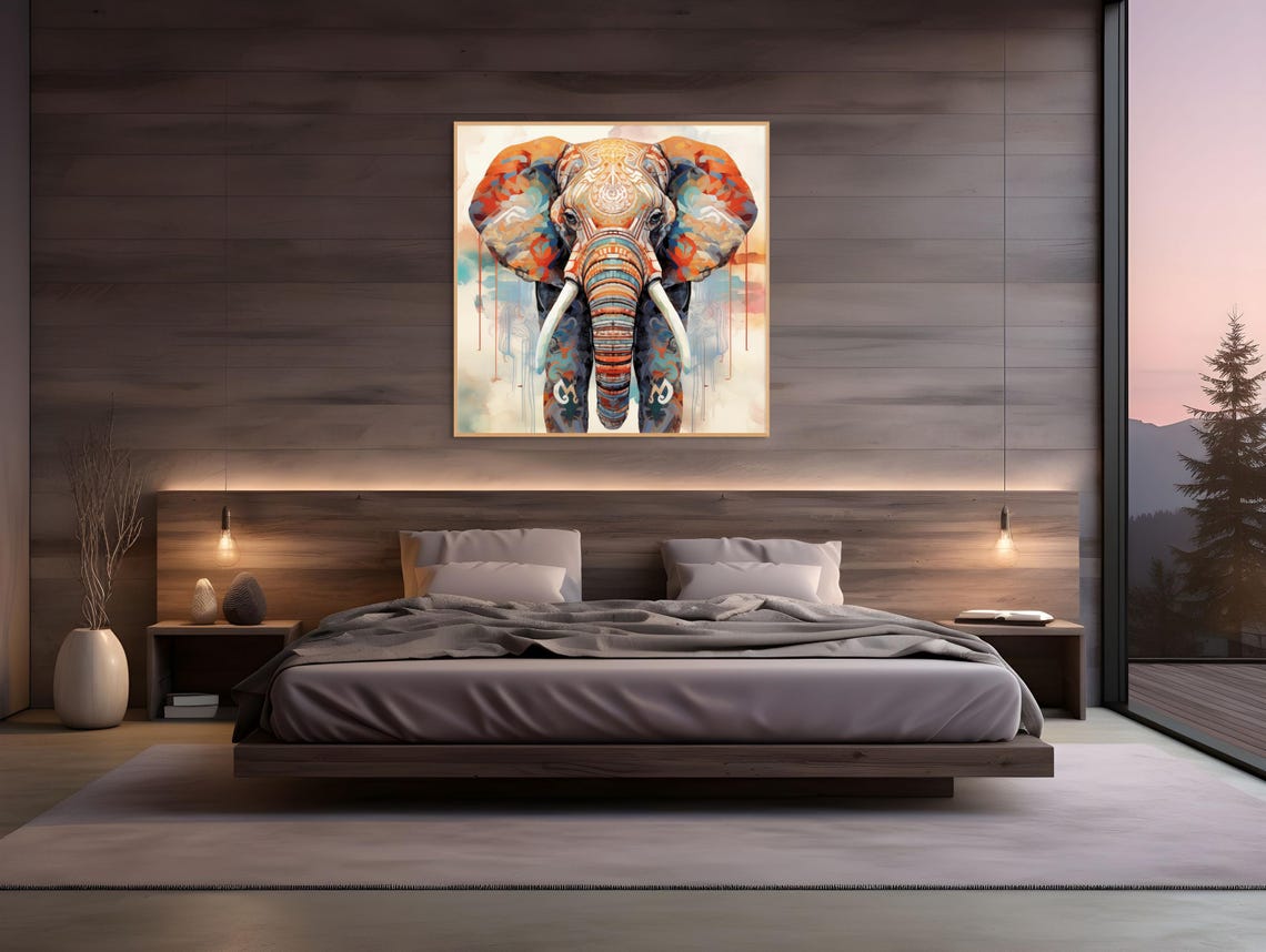 Colorful Boho Elephant Mandala Inspired Safari Animal Poster - Image 3