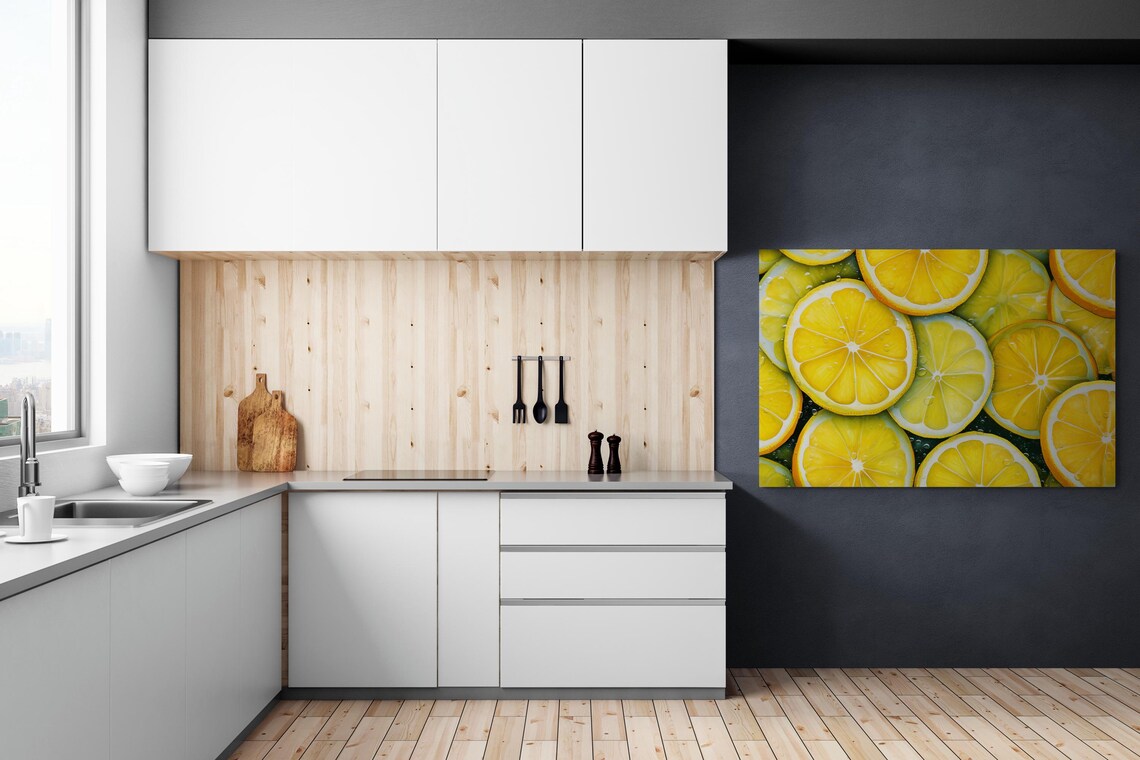 Zesty Lemon Slice Canvas Citrus Kitchen Wall Art Decor Fresh Fruit Wall Art - Image 4