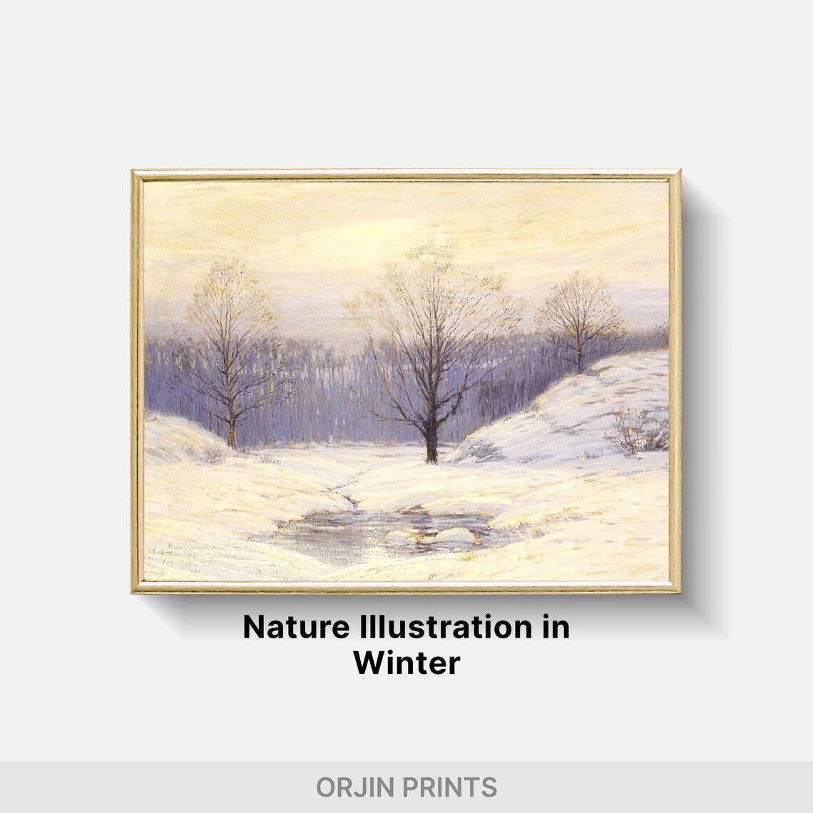 Winter Sunrise Over Frozen Stream Snowy Trees Dawn Light Poster - Image 2