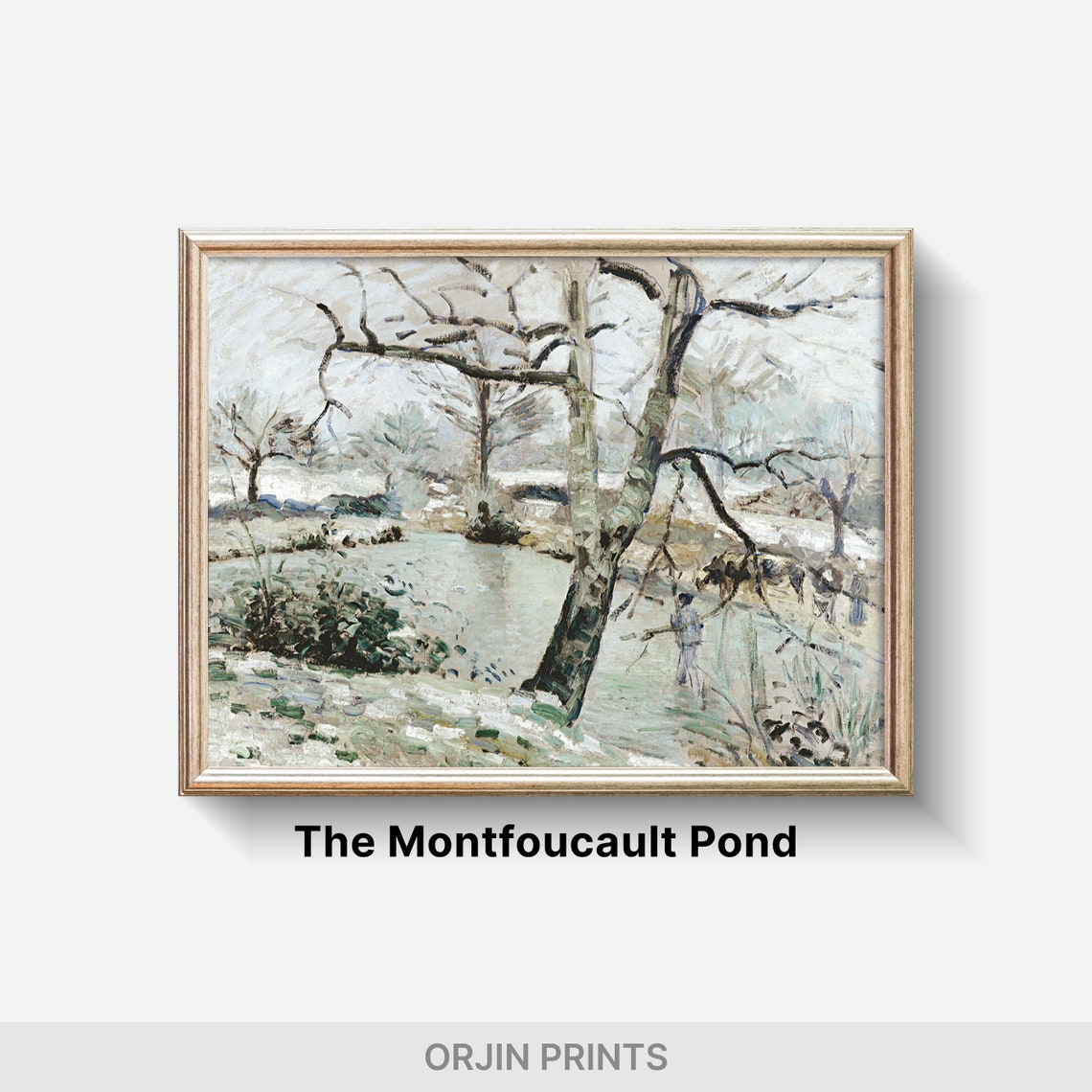 Winter Pond Bare Trees Soft Impressionist Brushwork Vintage Art Poster - Image 2