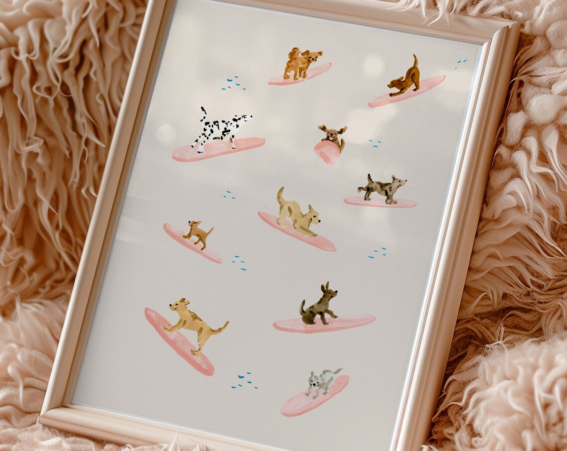 Dogs Surfing Print, Surf Wall Art for Dog Lovers - Image 3