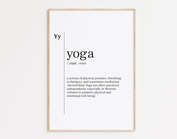 Yoga Noun Dictionary Definition Mindfulness Wellness Quote Poster