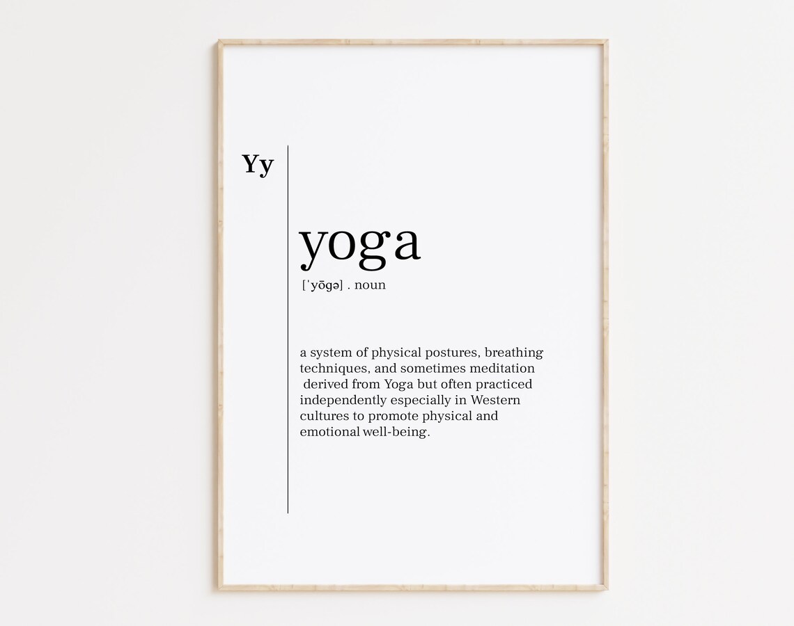 Yoga Noun Dictionary Definition Mindfulness Wellness Quote Poster