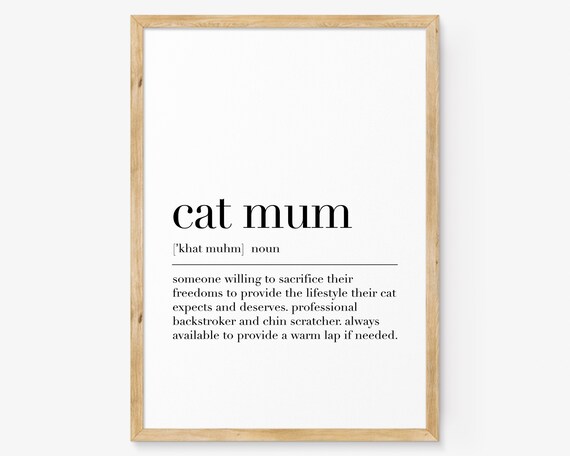 Cat Mum Definition Poster Funny Cat Lover Gift Minimalist Typographic Art