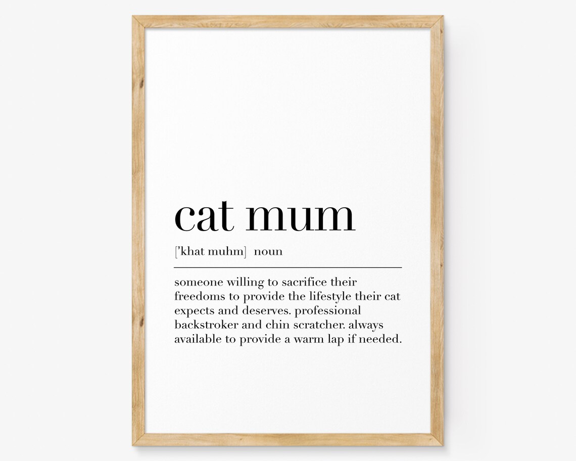 Cat Mum Definition Poster Funny Cat Lover Gift Minimalist Typographic Art