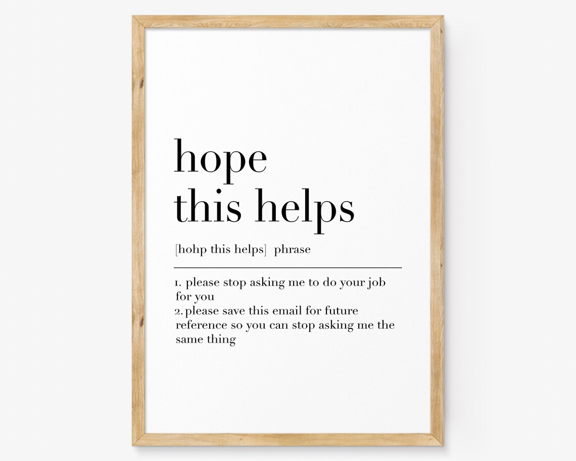 Hope This Helps Definition Funny Office Coworker Dictionary Poster