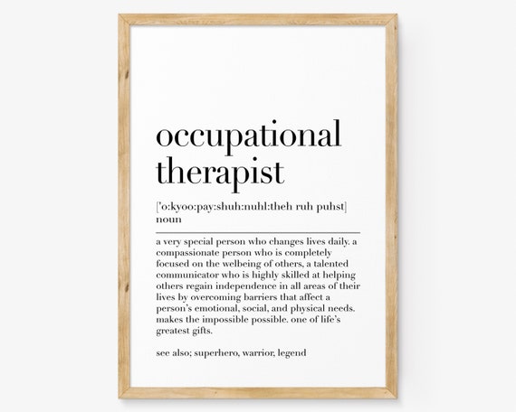 Occupational Therapist Occupational Therapist Definition Poster Quote Print Occupational Therapist Gifts Dictionary Poster