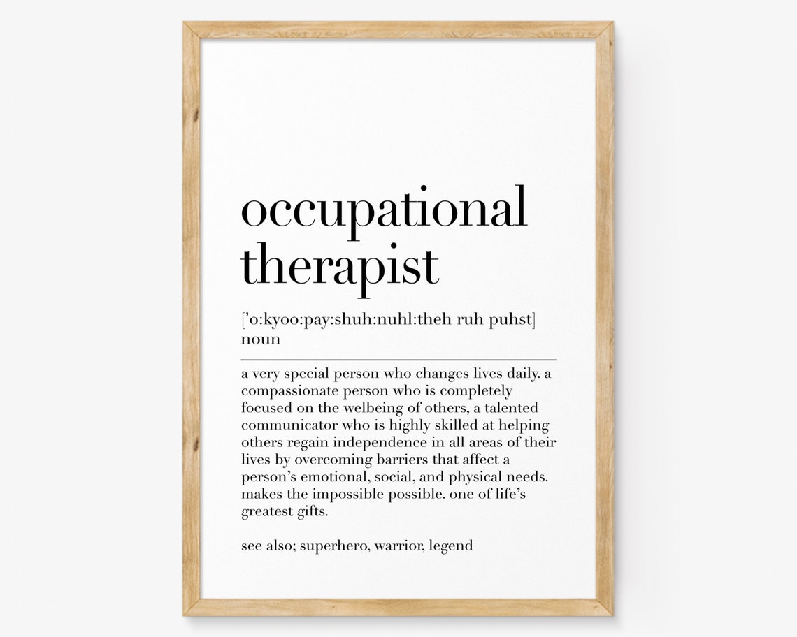 Occupational Therapist Occupational Therapist Definition Poster Quote Print Occupational Therapist Gifts Dictionary Poster