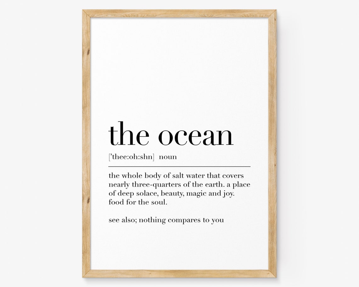 The Ocean Dictionary Definition Sea Lover Coastal Beach Poster