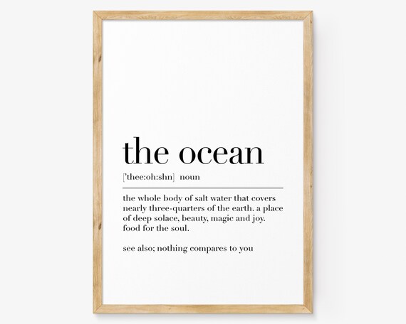 The Ocean Dictionary Definition Sea Lover Coastal Beach Poster