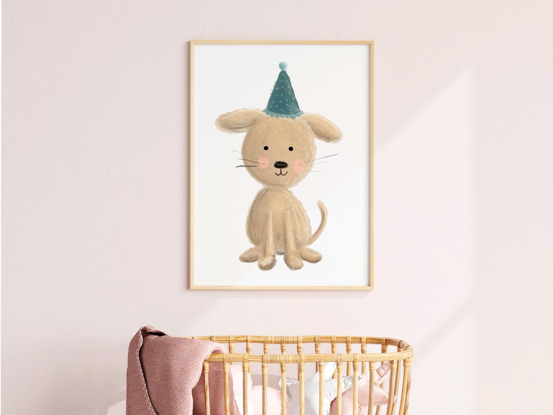Puppy Nursery Theme Print Decoration Themed Wall Art Watercolor Dog Decor Toddler - Image 3