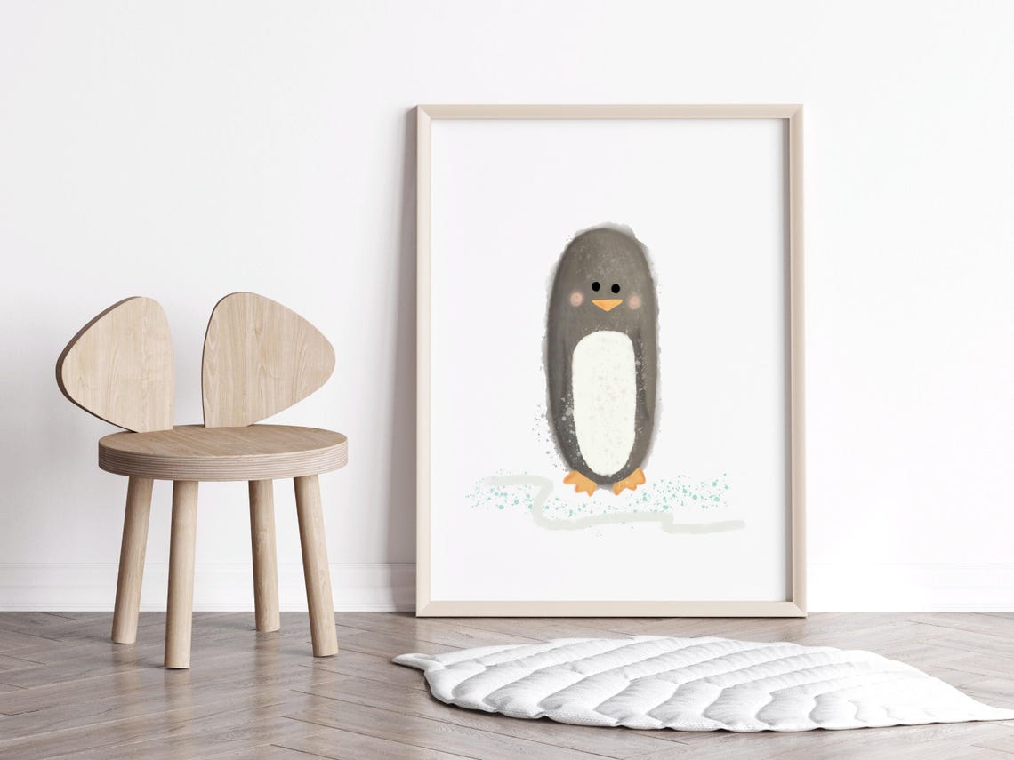 Arctic Theme Nursery Penguin Print Wall Art Decor Baby Sea Toddler
