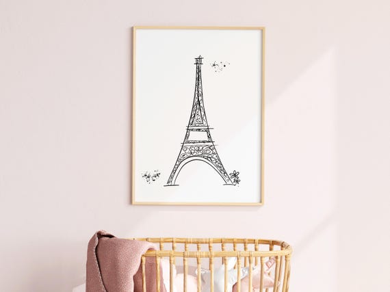 French Cafe Wall Art Paris Nursery Print Theme Decor Inspired Eiffel Tower