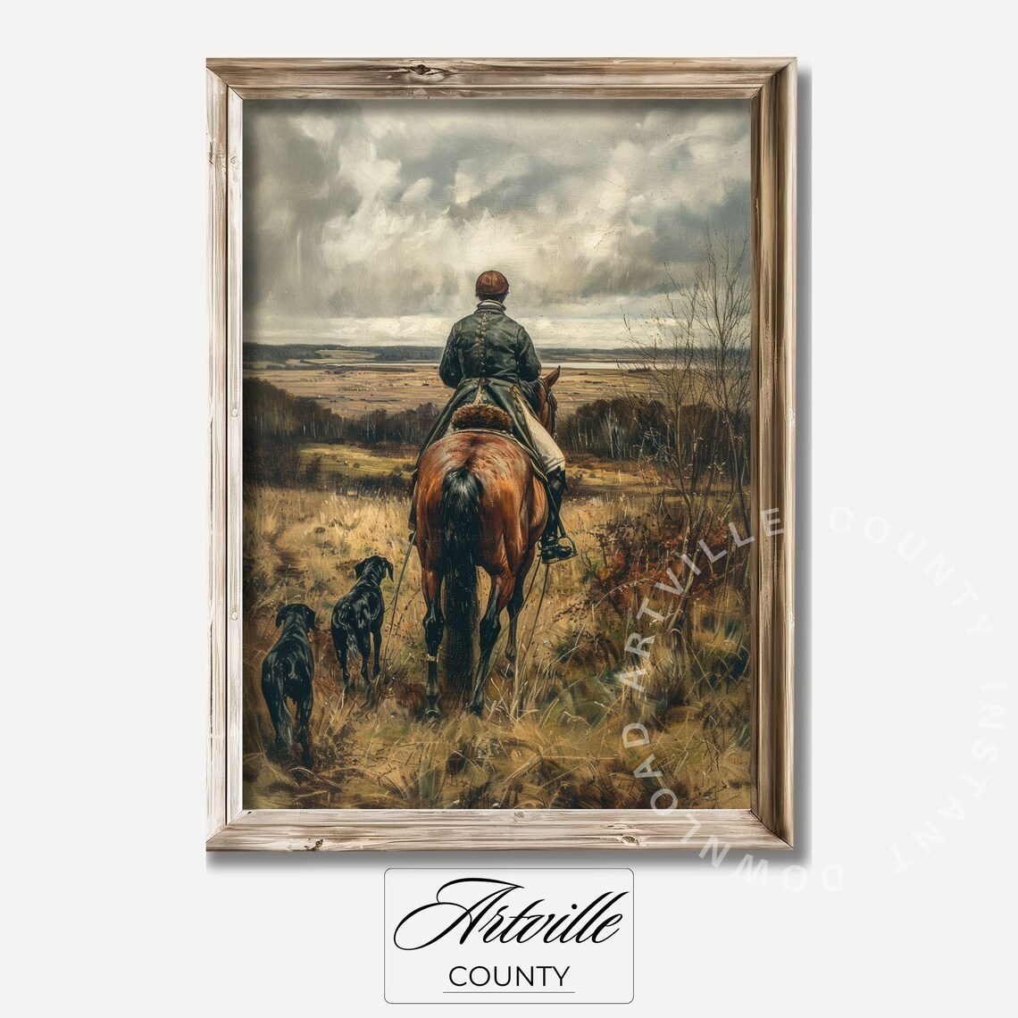Vintage Hunting Art, Horse and Hunting Dog Print