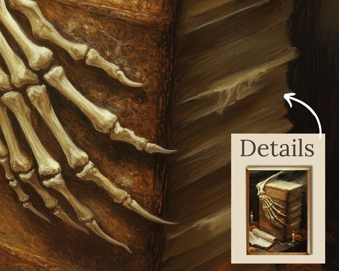 Skeleton Hand on Ancient Tome Candles Dark Academia Occult Poster - Image 2