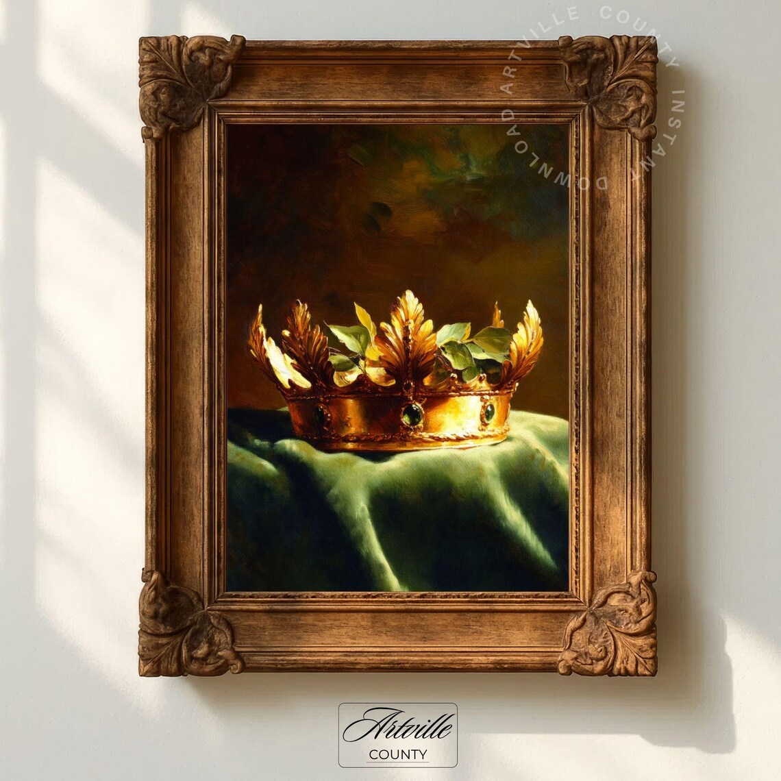 Antique Gold Crown Laurel Leaves Classic Still Life Art Poster